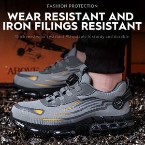 Men Safety Toe Work Shoes Rotating Buckle Breathable Non-Slip Steel Toe Sneakers
