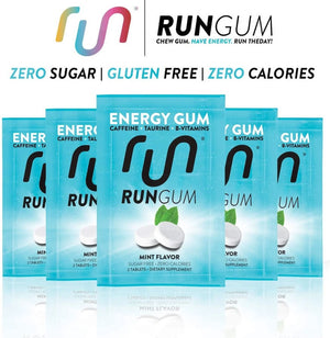 Run Gum Mint Energy Gum 50Mg Caffeine Taurine & B-Vitamins per Piece, 2 Pieces