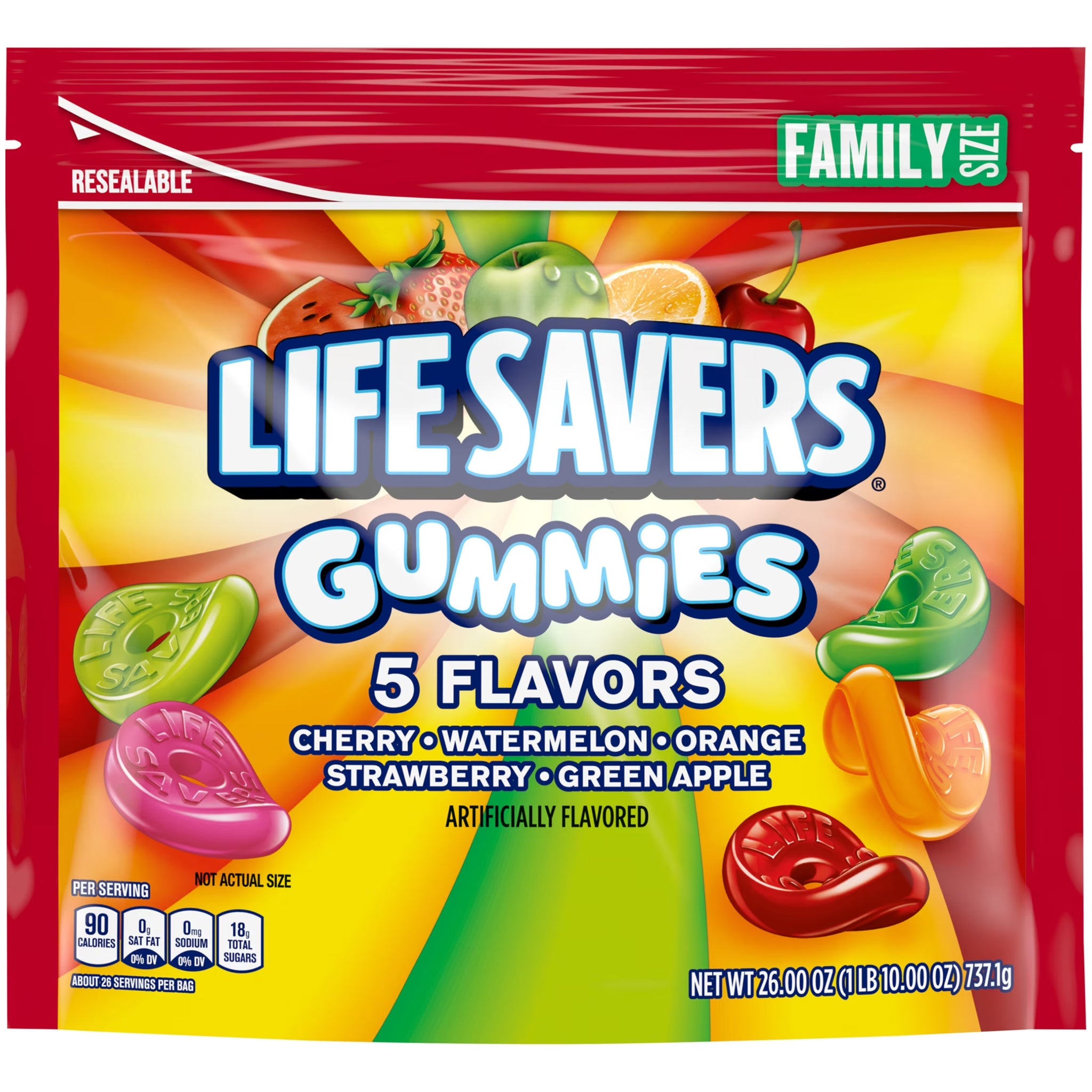Life Savers Gummies 5 Flavors Gummy Candy, Family Size - 26 Oz Bag