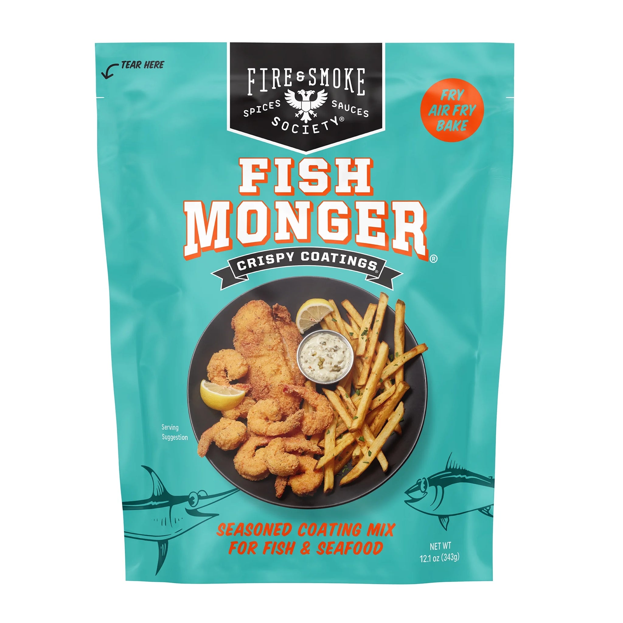 Fire & Smoke Society Southern Style Crispy Fish Fry Mix, Fish Monger Coating, 12.1 Ounce Bag