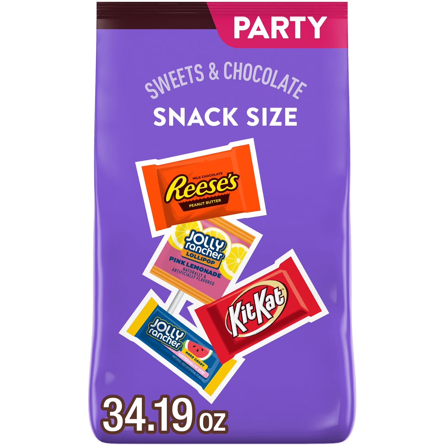 Jolly Rancher, Kit Kat and Reese'S Assorted Flavored Snack Size Candy, Party Pack 34.19 Oz