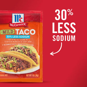 Mccormick 30% Less Sodium Mild Taco Seasoning Mix, 1 Oz Envelope