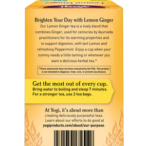 Yogi Tea Lemon Ginger, Caffeine-Free Organic Herbal Tea Bags, 16 Count