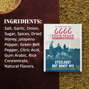 Four Sixes Steeldust Hot Honey Mix, Texas Style with a Hint of Jalapeno, 1.25 Oz Packet