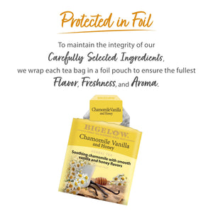 Bigelow Chamomile Vanilla and Honey, Caffeine Free, Herbal Tea Bags, 20 Count