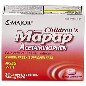 Major Children'S Mapap Bubblegum Chewable Tabs 160 Mg 24 Tabs (Pack of 2)