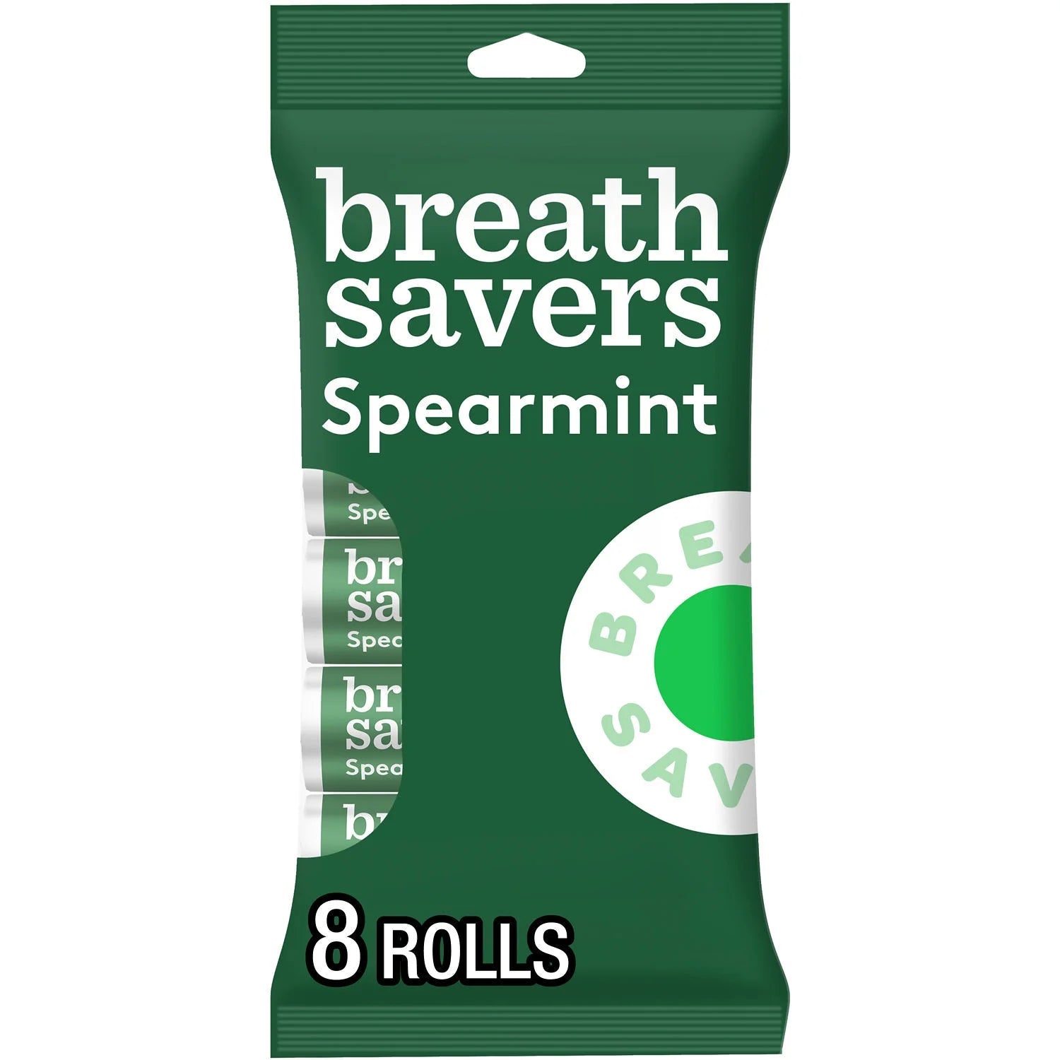 Breath Savers Spearmint Flavored Sugar Free Breath Mints, Rolls 0.75 Oz, 8 Count