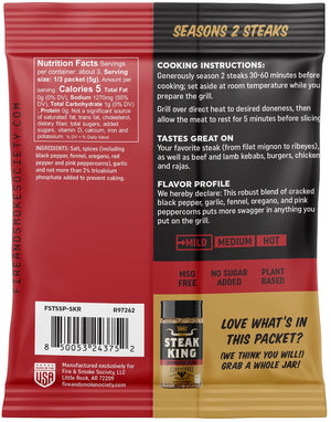 Fire & Smoke Society Steak King Steak Seasoning Mix, BBQ Rub, .5 Ounce Packet