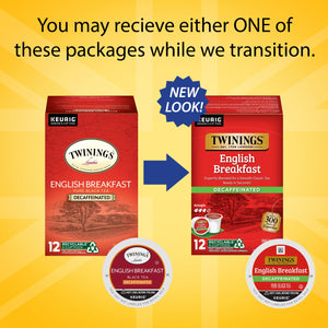 Twinings of London English Breakfast Black Tea Decaffeinated K-Cups for Keurig , 12 Ct.