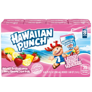 Hawaiian Punch Lemon Berry Squeeze Juice Drink, 6.75 Fl Oz, 8 Count ( 2 Box )