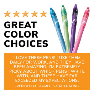 BIC Gel-Ocity Retractable Quick Dry Gel Pen, Medium Point, Assorted, 12-Count