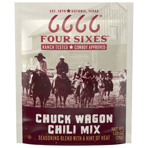 Four Sixes Chuck Wagon Chili Mix, Texas Style Seasoning Blend with a Hint of Heat, 1.25 Oz Packet