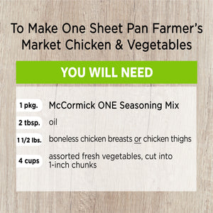 Mccormick Farmer'S Market Chicken & Vegetables One Sheet Pan Seasoning Mix, 1.25 Oz Envelope