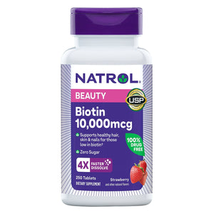Natrol Biotin 10,000 Mcg. Fast Dissolve Tablets, 250 Tablets