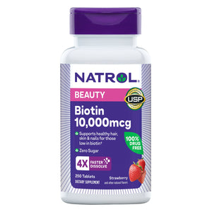 Natrol Biotin 10,000 Mcg. Fast Dissolve Tablets, 250 Tablets