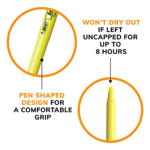 BIC Brite Liner Yellow Highlighters, Chisel Tip, 12-Count Pack