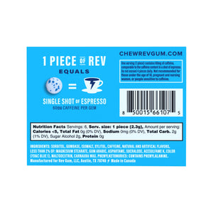 Rev Gum Sugar Free Polar Mint Energy Gum, 6 Pieces