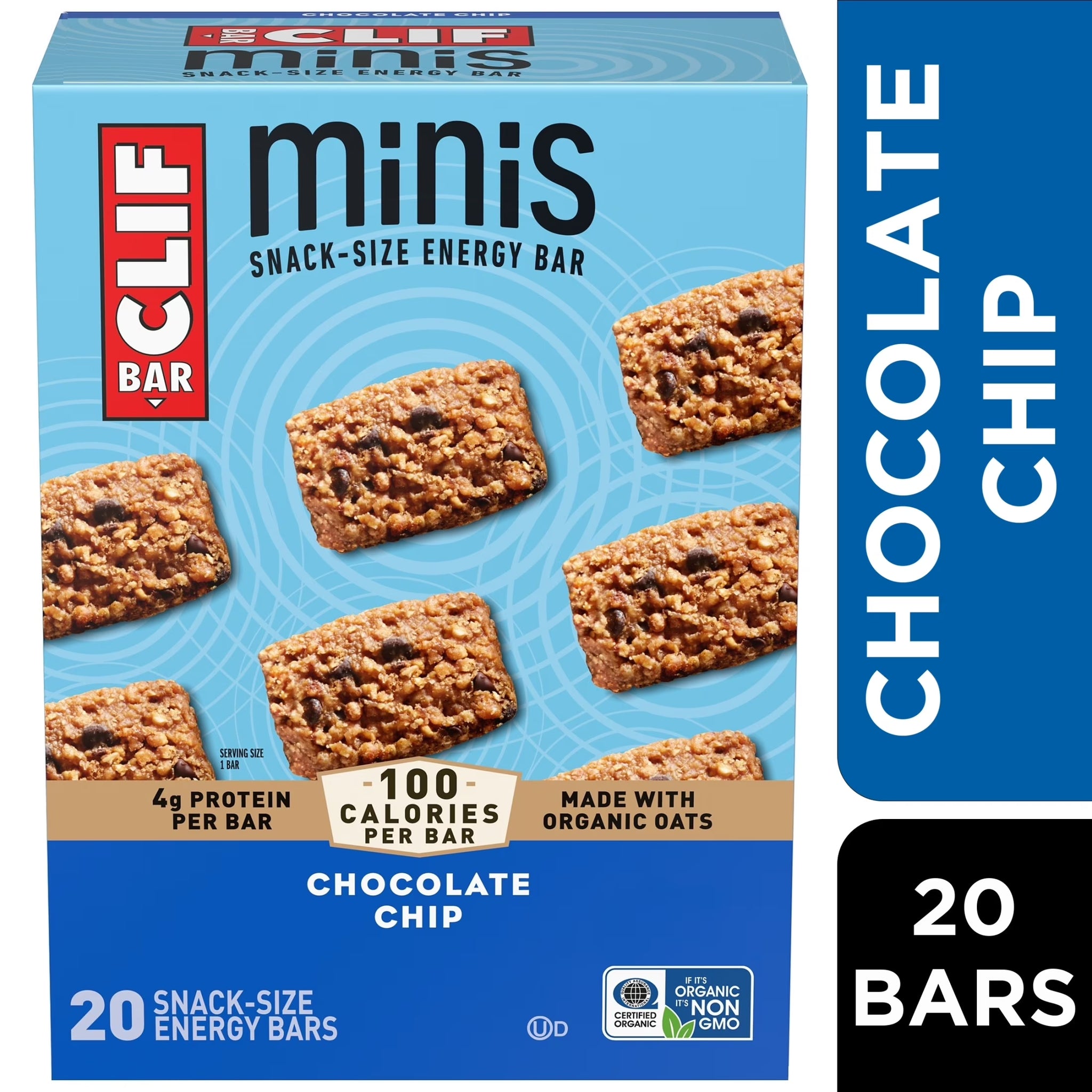 CLIF BAR Minis 20Ct Chocolate Chip Flavor Snack-Size Energy Bars, 20Ct