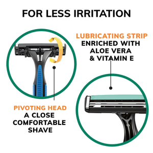 BIC Sensitive 2 Disposable Razors for Men with 2 Blades, 18 Pack