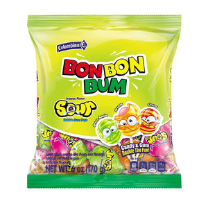(2 Pack) Colombina Bon Bon Bum Bubble Gum Pops Sour 6Oz (Pack of 12)