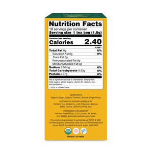 VAHDAM, Organic Turmeric Ginger Herbal Tea Bags (18 Count) Gluten-Free, Eco-Friendly Tea Bags