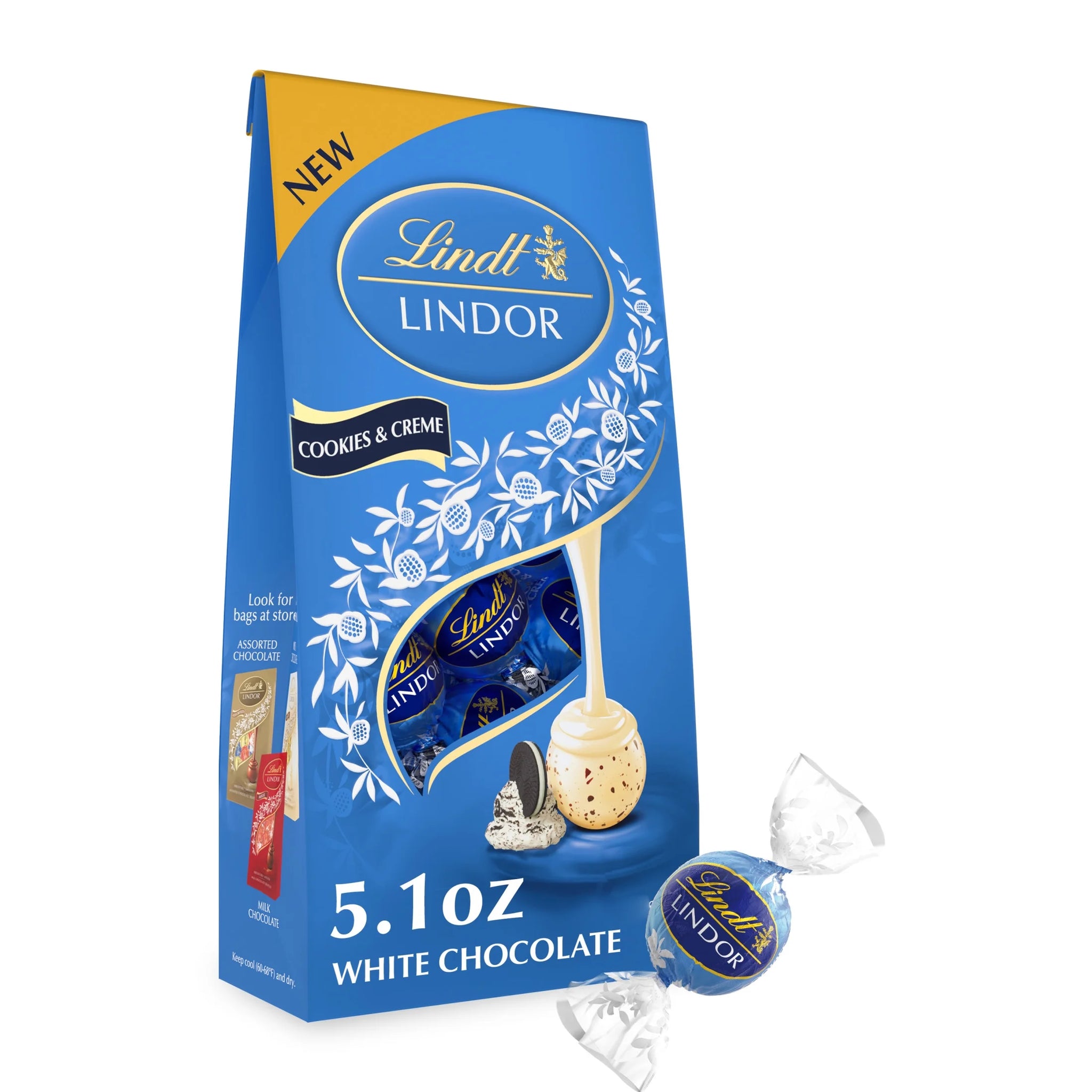 Lindt Lindor Cookies and Creme White Chocolate Candy Truffles, 5.1 Oz. Bag