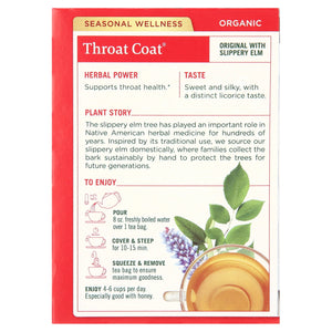 Traditional Medicinals, Organic Throat Coat, Tea Bags, 16 Count