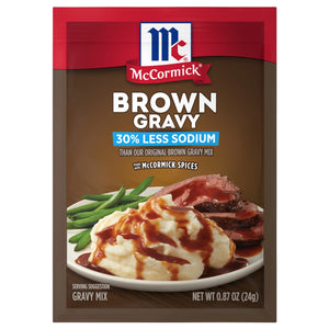 Mccormick No Artificial Flavors 30% Less Sodium Brown Gravy Seasoning Mix, 0.87 Oz Envelope