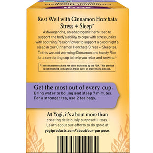Yogi Tea Cinnamon Horchata Stress + Sleep, Caffeine-Free Herbal Tea Bags, 16 Count