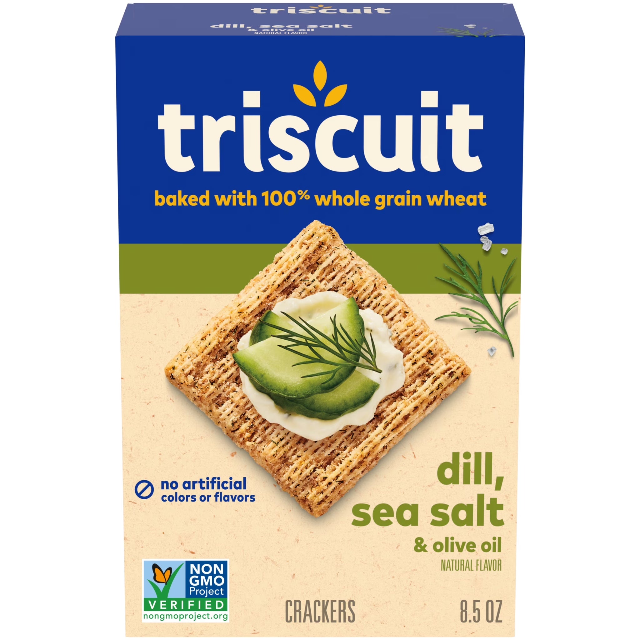 Triscuit 8.5 Oz Dill, Sea Salt & Olive Oil Whole Grain Wheat Crackers, Snack Crackers, 8.5 Oz