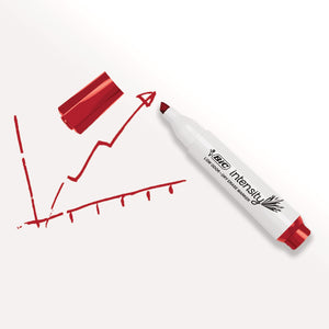 BIC Intensity Low Odor Dry Erase Marker, 12 Pack, Chisel Tip, Red, Non-Toxic