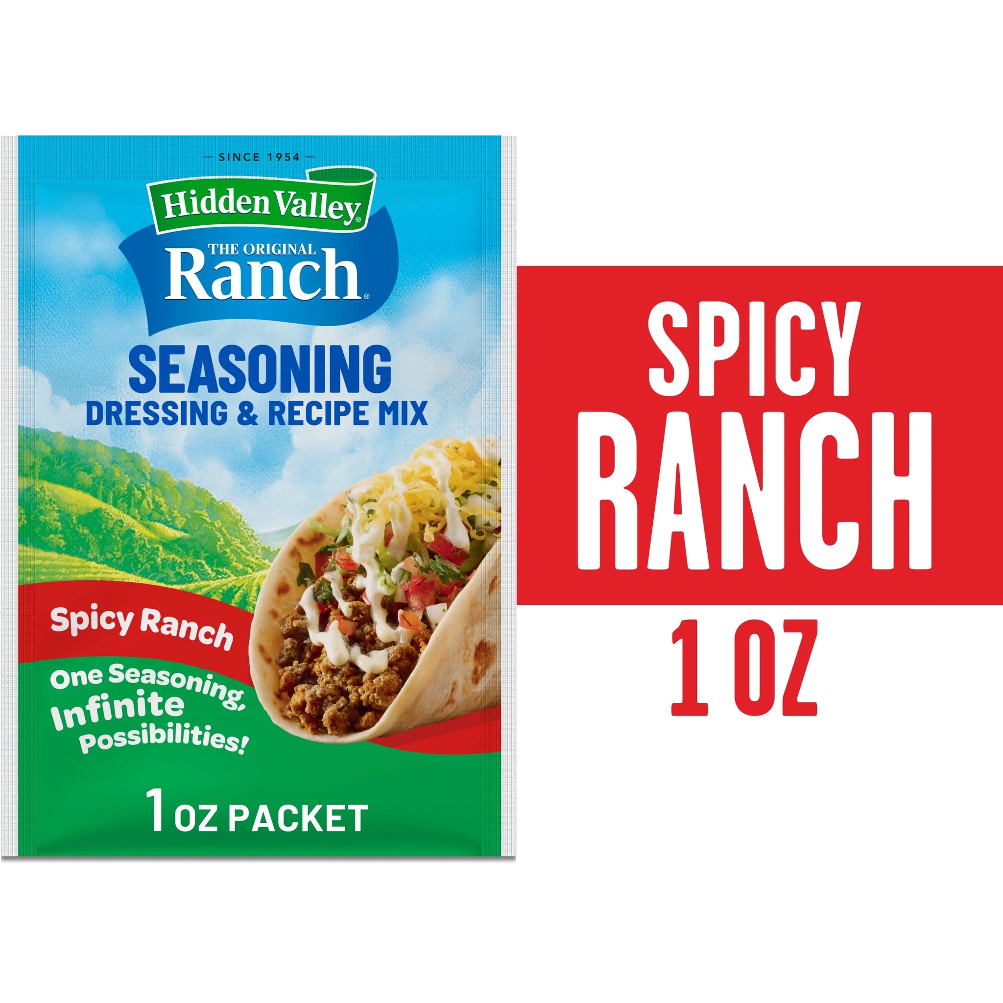 Hidden Valley Spicy Ranch Salad Dressing and Seasoning Mix, 1 Oz Gluten Free