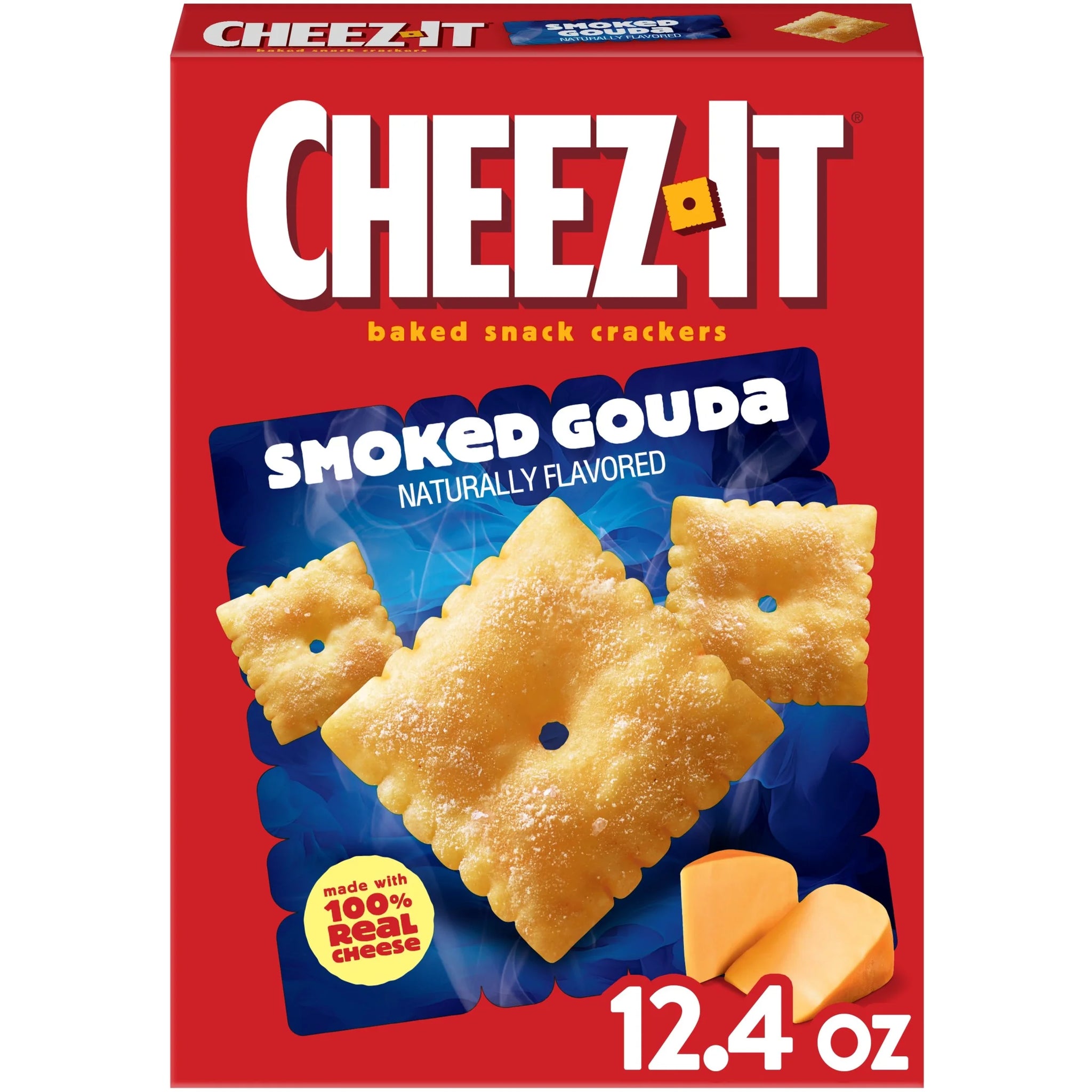 Cheez-It 12.4 Oz Smoked Gouda Baked Snack Crackers, Lunch Snacks, 12.4 Oz