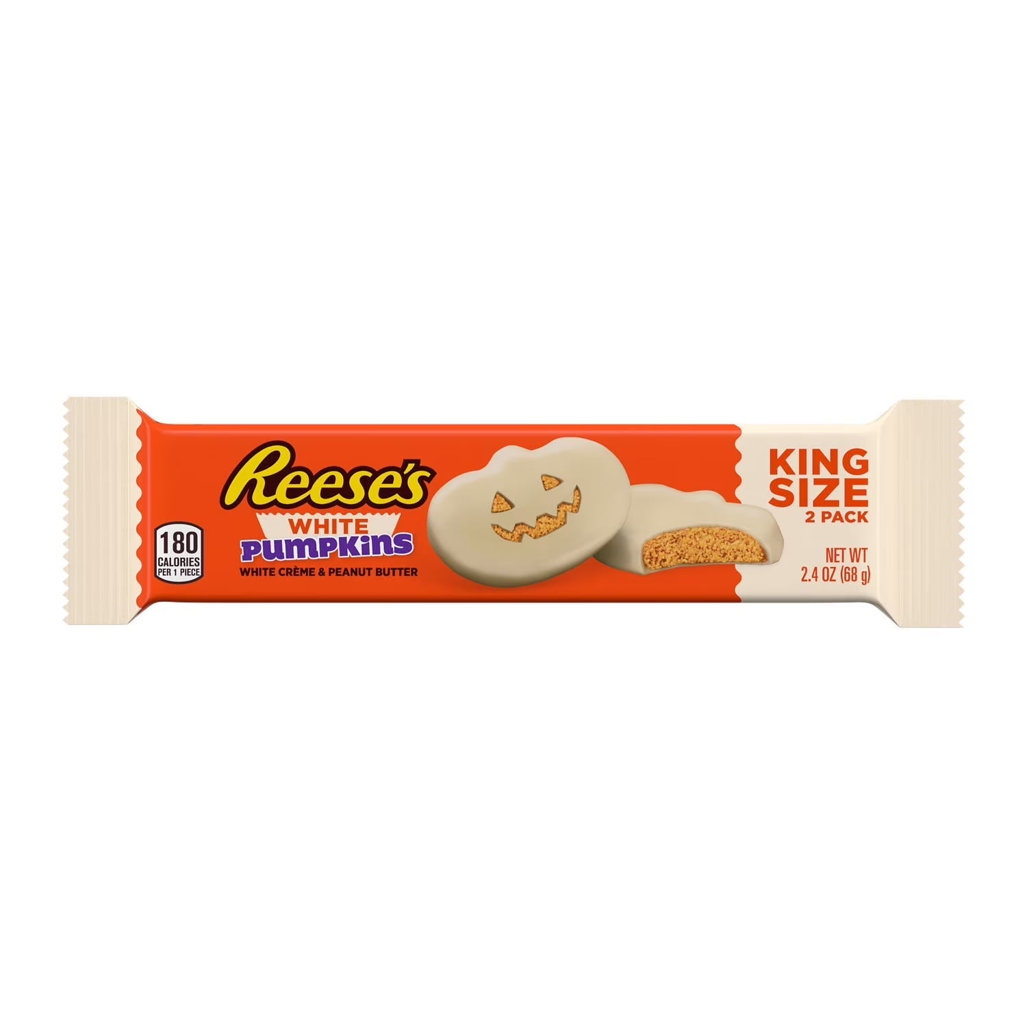 Reese'S White Creme King Size Peanut Butter Pumpkins Halloween Candy, Pack 2.4 Oz, 2 Pieces
