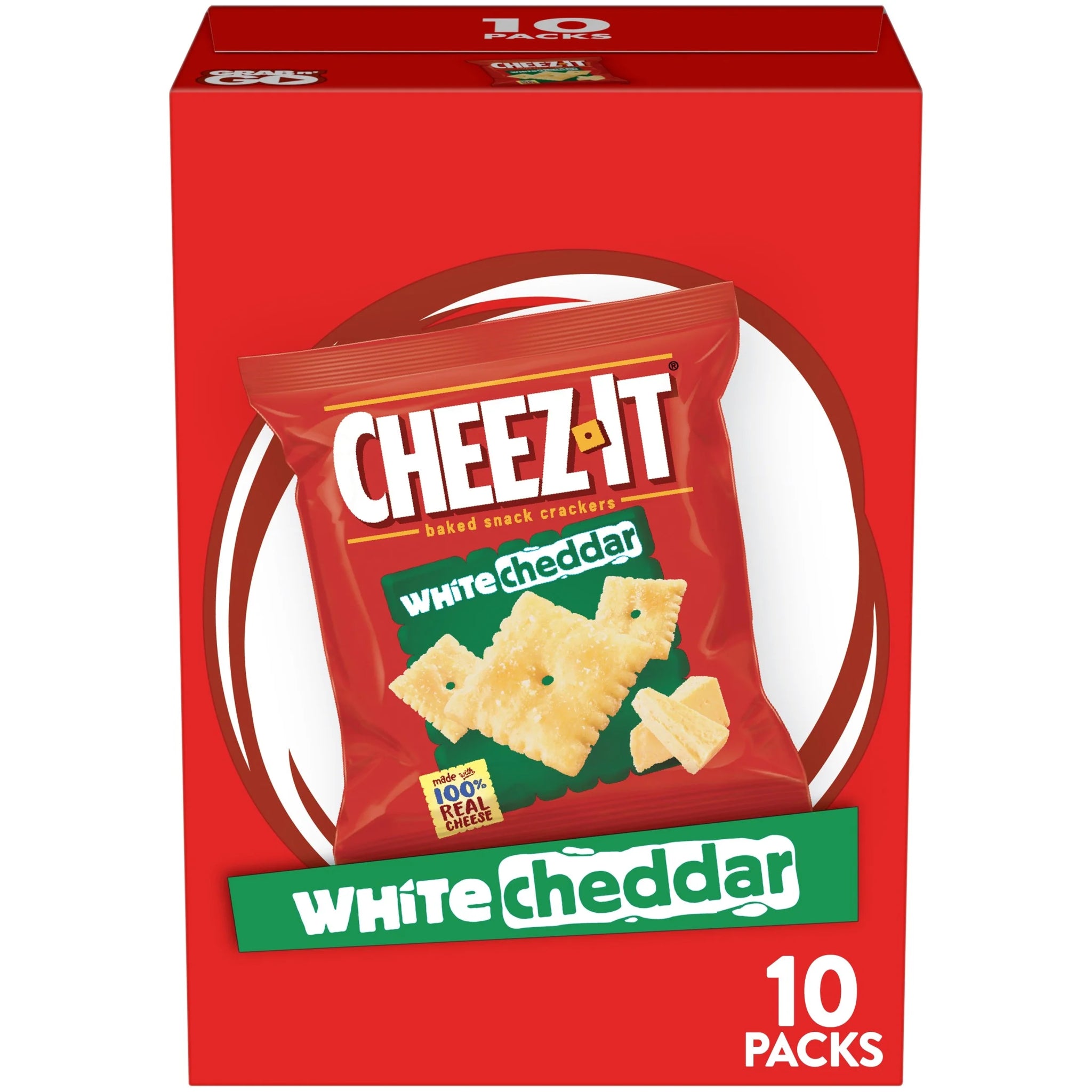 Cheez-It 10CT White Cheddar Baked Snack Crackers, Lunch Snacks, 10 Count