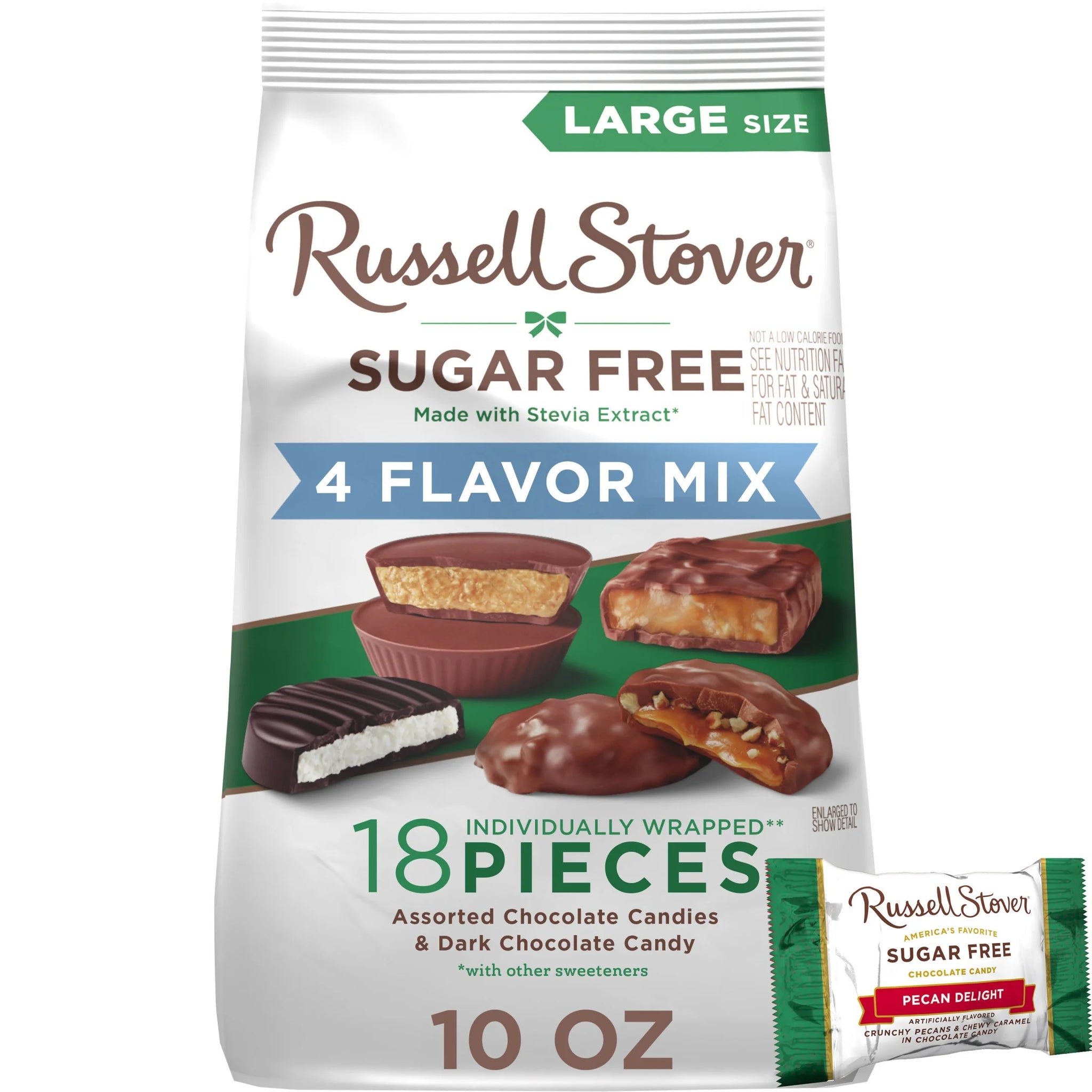 RUSSELL STOVER Sugar Free Assorted Chocolate Candy 4 Flavor Mix, 10 Oz. Bag