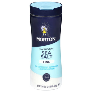 Morton® Fine Sea Salt – Fast Dissolving for Marinades, Soups and Dressings, 17.6 Oz Canister