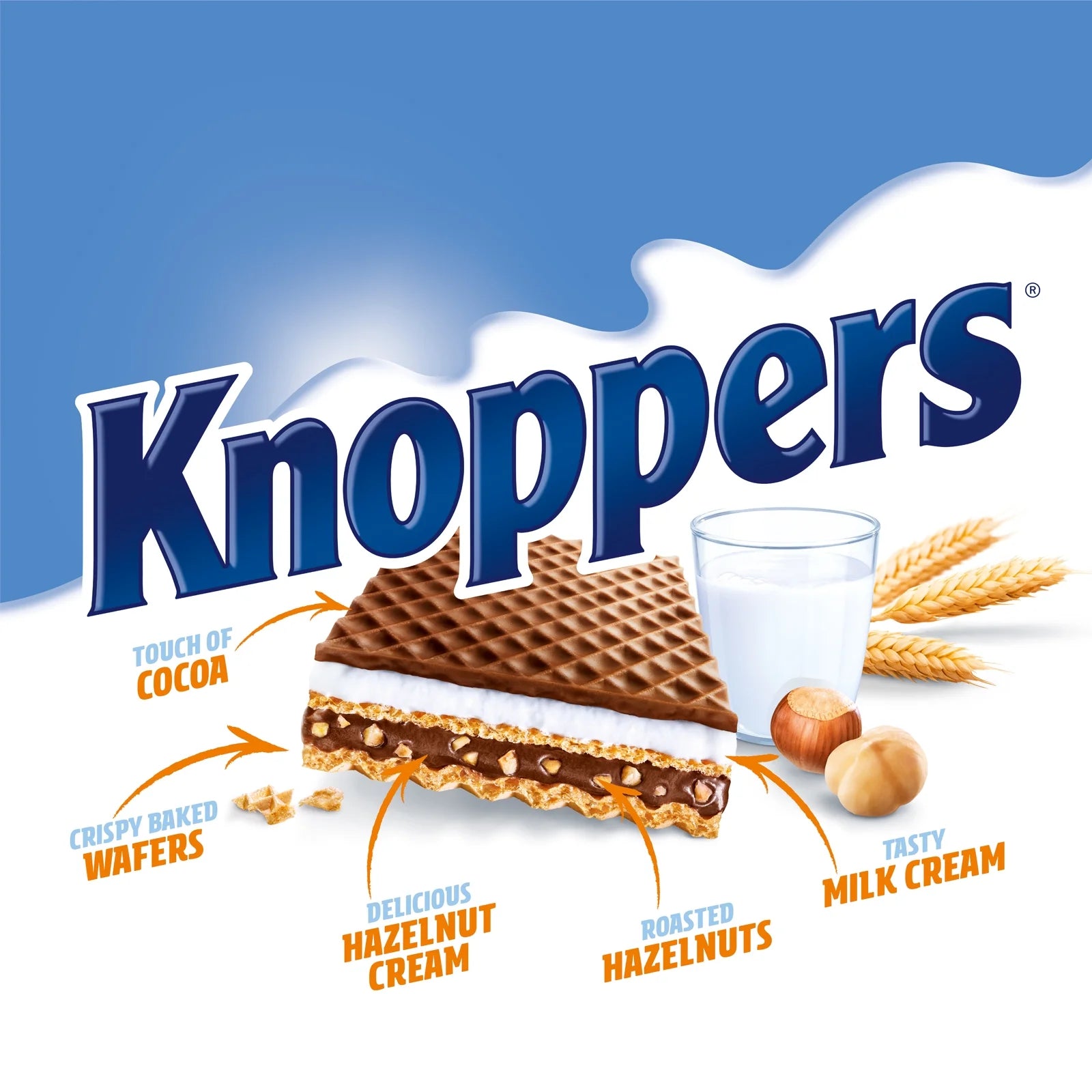 Knoppers Milk Hazelnut Candy Bar, Share Size 6 Piece Count Pack, 5.28 Oz