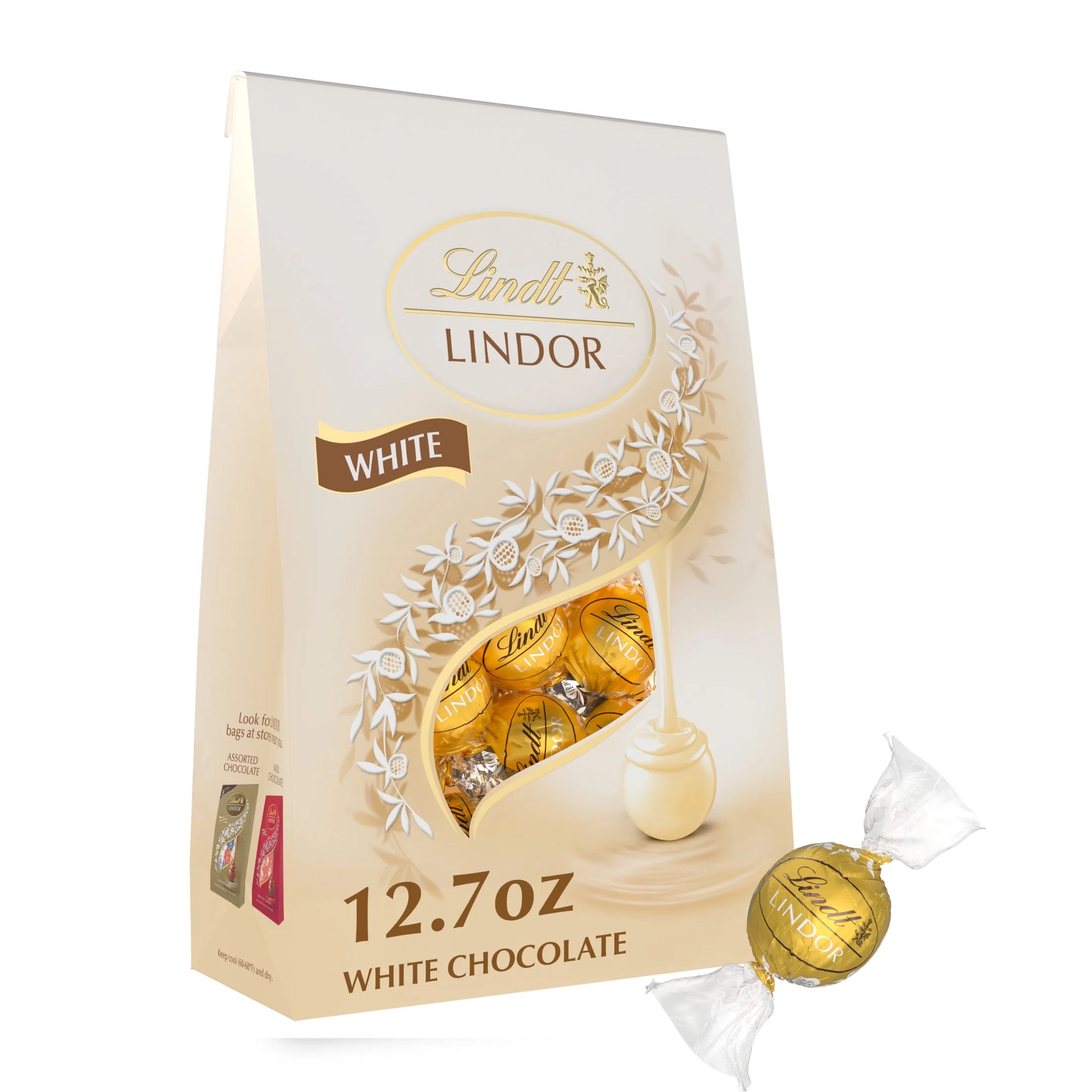 Lindt LINDOR White Chocolate Candy Truffles, 12.7 Oz. Bag