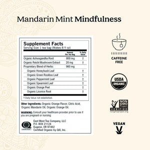 Yogi Tea Mandarin Mint Mindfulness, Organic Herbal Tea Bags, 16 Organic Tea Bags