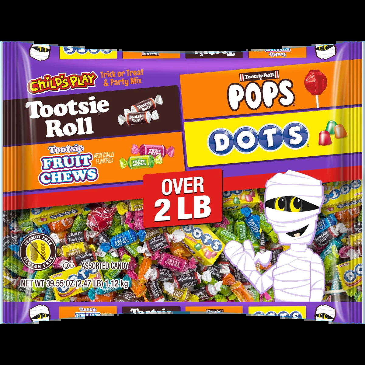 Child'S Play, Assorted Halloween Candy, 39.55 Oz. Peanut-Free, Gluten Free, Contains Milk.