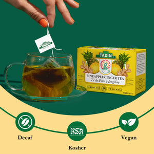 Tadin Pineapple Ginger Tea, Herbal Tea, Caffeine-Free Tea, Herbal Tea Bags, 24 Count, Pack of 1
