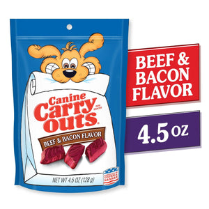 (2 Pack) Canine Carry Outs Beef & Bacon Flavor Dog Treats, 4.5Oz Bag