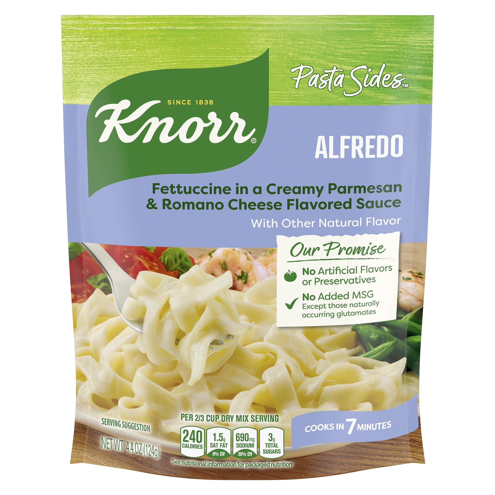 Knorr Pasta Sides Alfredo Fettuccine Made with No Artificial Flavors, 4.4 Oz Pouch