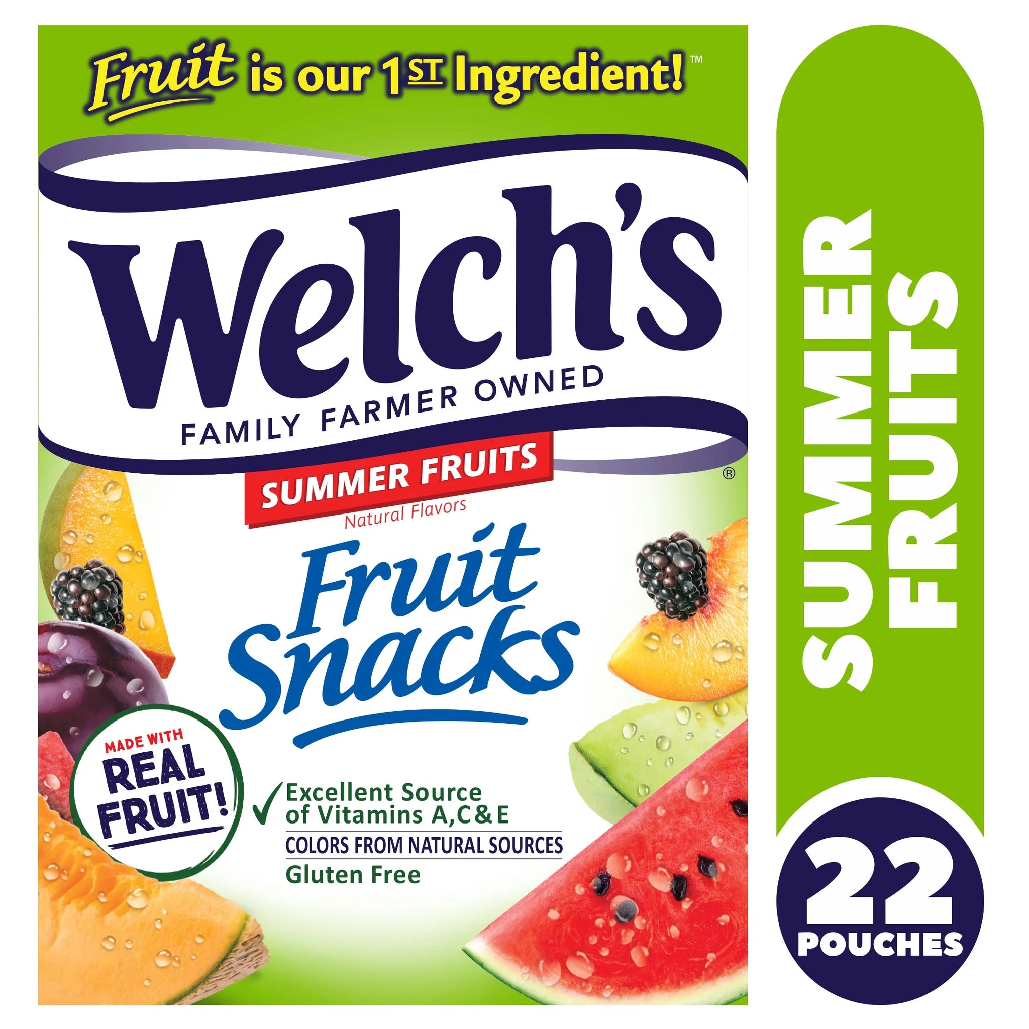 Welch'S Fruit Snacks Gluten-Free Summer Fruit Soft Fruit Snacks for Stocking Stuffers, .8 Oz (22 Pack)