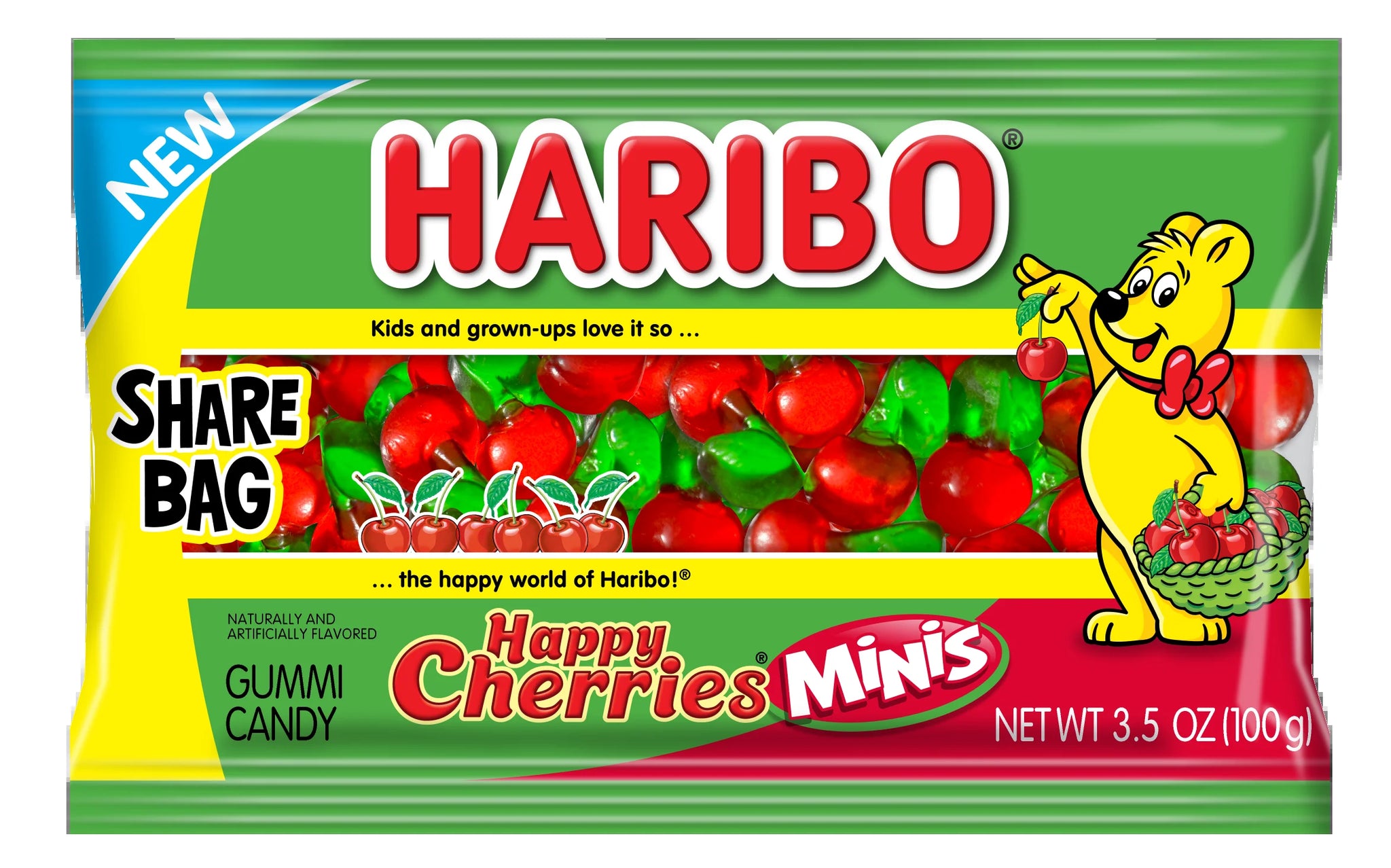HARIBO Happy Cherries Mini Gummies Fruit Flavor Gummy Candy, 3.5Oz, Share Size Peg Bag