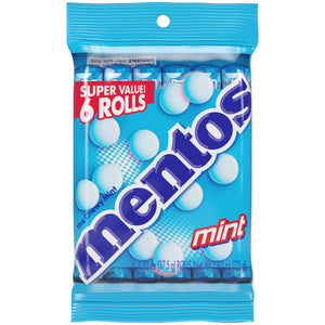 (2 Pack) Mentos Chewy Breath Mints Candy Roll, Peppermint, Peanut Free, Regular Size, 1.32 Oz, 6 Count