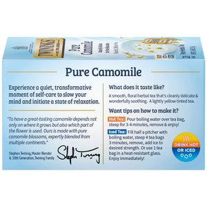 () Twinings Pure Camomile Herbal Tea Bags, Caffeine Free, 20 Count Box