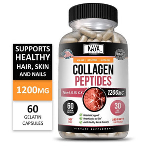 Collagen Peptides Types I, II, III, V, X 1200Mg Pills Anti-Aging Skin Capsules