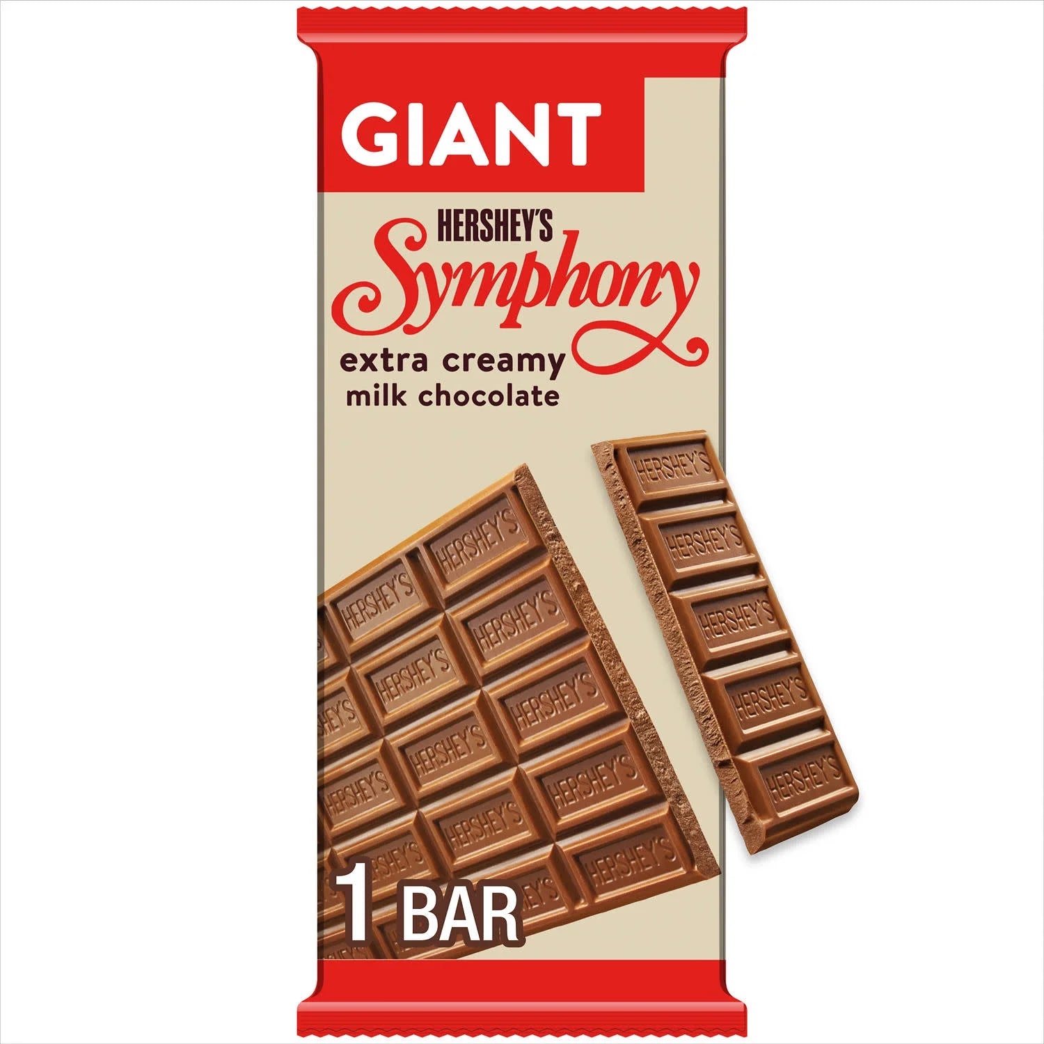 Hershey'S Symphony Milk Chocolate Giant Candy, Bar 7.37 Oz, 25 Pieces